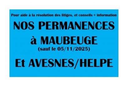 Exceptionnellement pas de permanence à Maubeuge le 05/11/2025